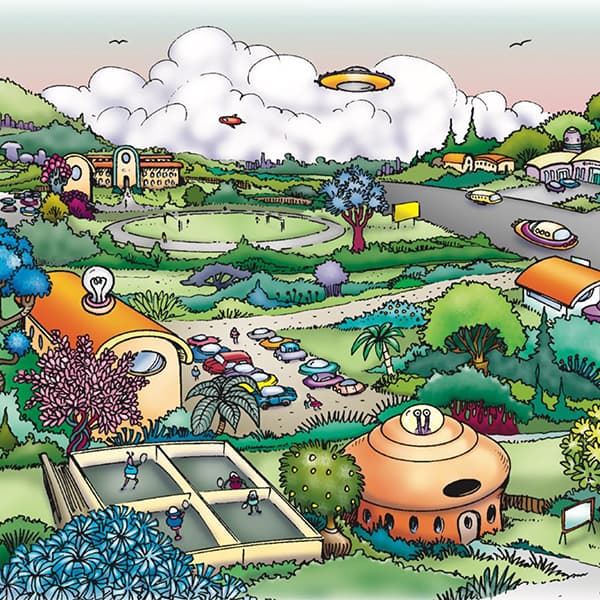 A city landscape on the Alottabotz® planet